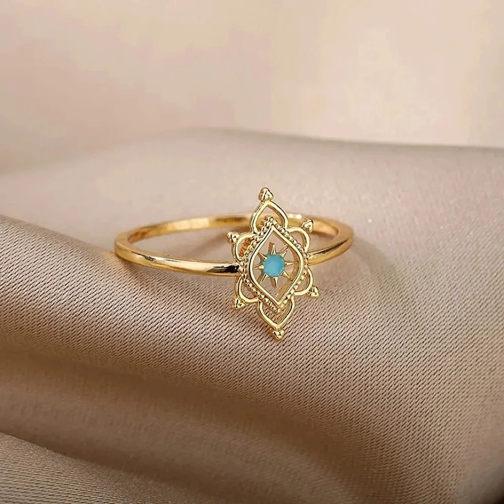 NEW Gold Filigree Opal Gemstone‎ Ring | 10k Gold Vermeil Sz 7
